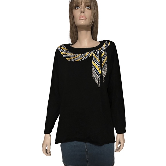 Bob Mackie Wearable Art Embroidery and Pearl Embellishments Cotton Blend - Picture 9 of 16